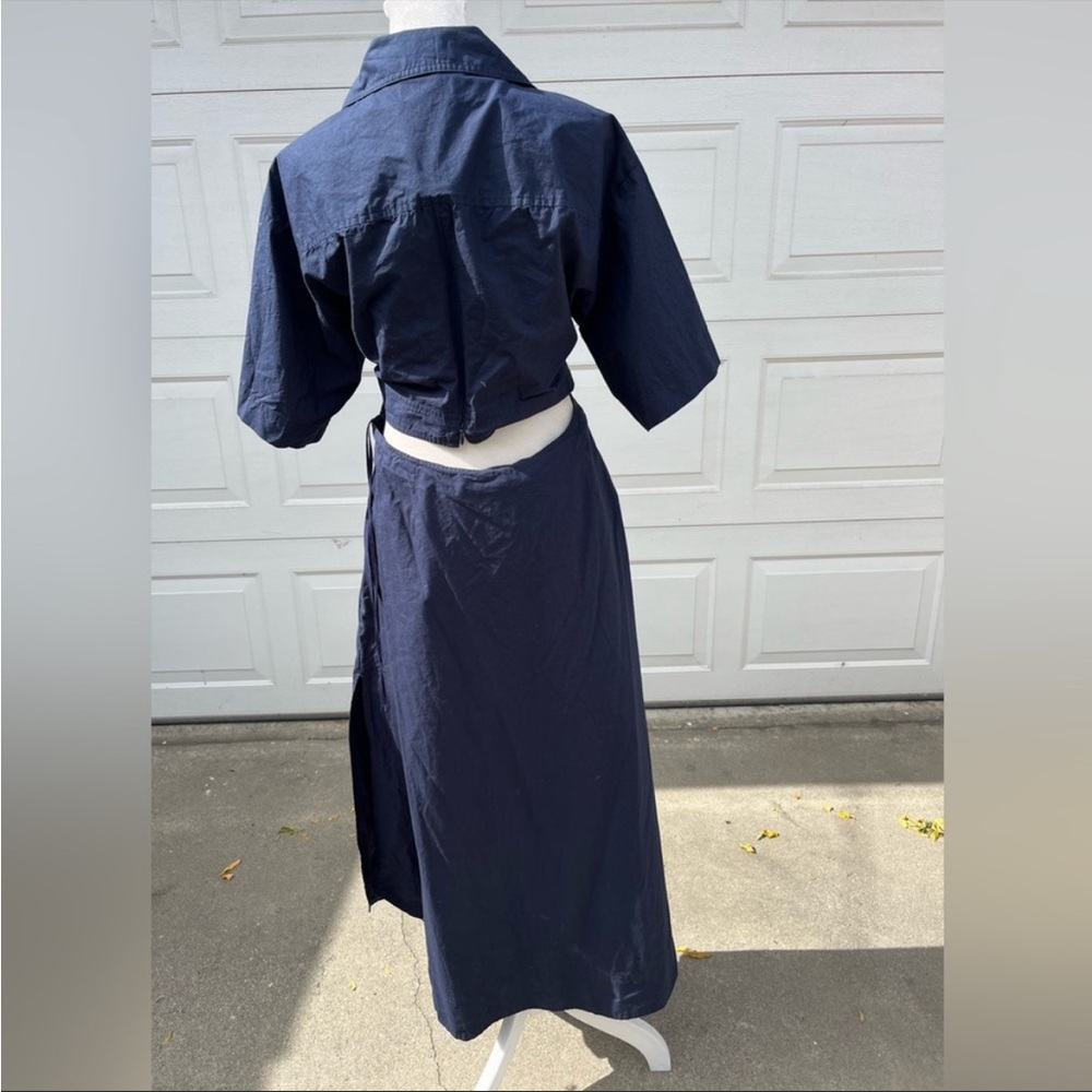 Women's ALC cut out shirt dress short sleeves navy blue size 12 - Picture 2 of 5
